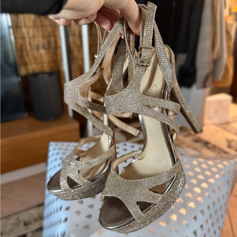 Jessica Simpson Glittering Gold Strappy Heels